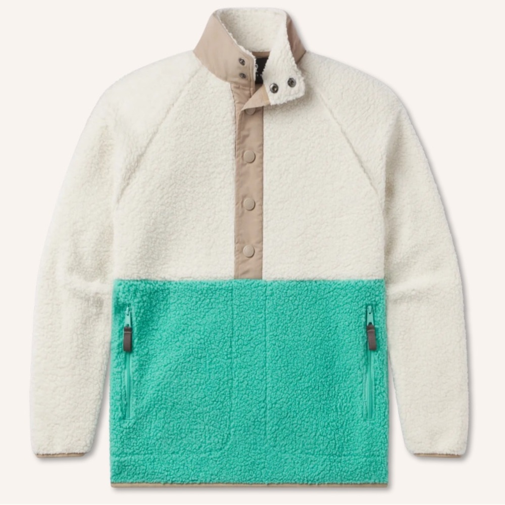 Southern Marsh Cream and Green Teddy Jacket Plush Fleece